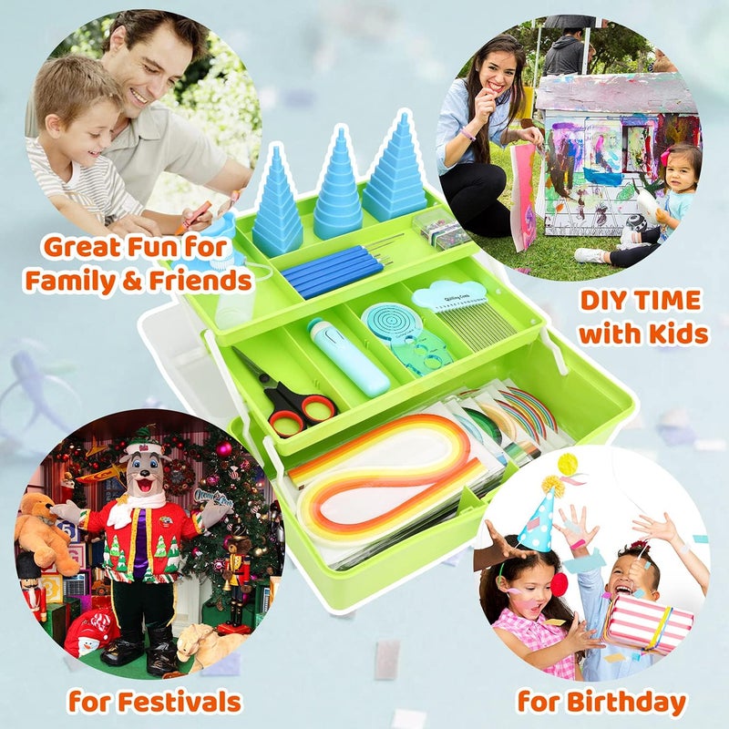 Joyplus Quilling Kits for Beginners with Manual, 24 Tools & Supplies with Durable Storage Box, Updated Paper Crimper Tool, Premium Husking Board & Electronic Pen Green - Image 4